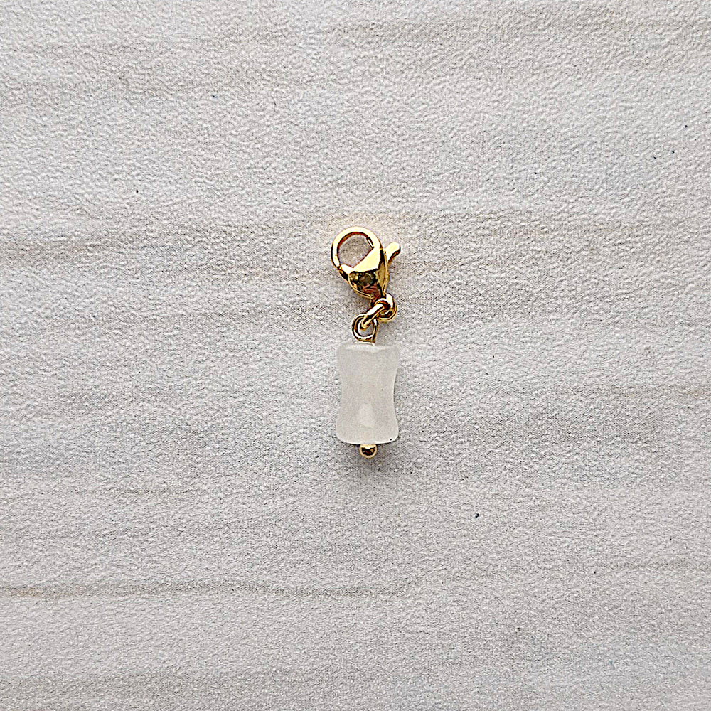 Bamboo Cut White Jade Bead Charm