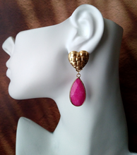 Heart Banig Studs with Detachable Jade Drop Earrings