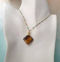 Beveled Diamond Essential Oil Bottle Pendant Gold