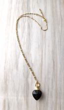 Gemstone Heart Essential Oil Bottle Pendant Gold