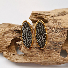 Stingray Leather Oval Gold Studs