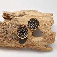 Stingray Leather Round Gold Studs