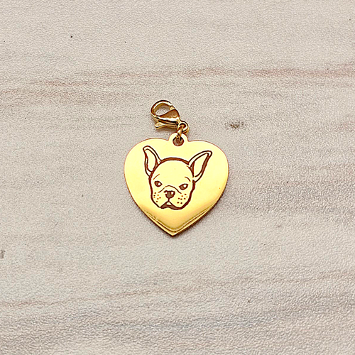 Engraved Frenchie Pup Heart Pendant