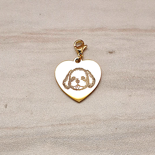Engraved Poodle Heart Pendant