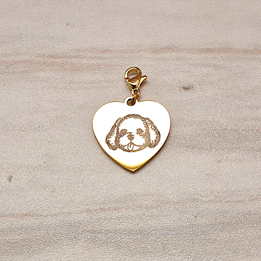 Engraved Poodle Heart Pendant