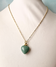 Gemstone Heart Essential Oil Bottle Pendant Gold