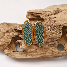 Stingray Leather Oval Gold Studs
