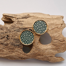 Stingray Leather Round Gold Studs
