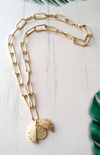 Hidden Message Sunflower Locket Paperclip Necklace
