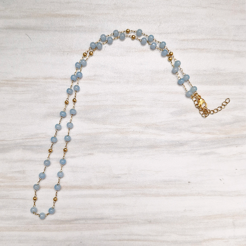 Light Blue Jade Beaded Chain Necklace
