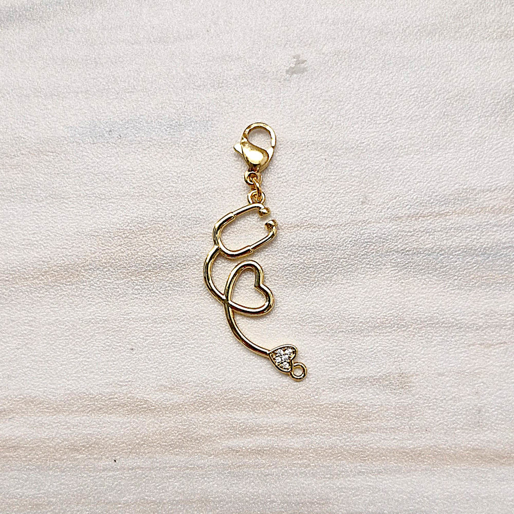Gemstone Stethoscope Heart Charm