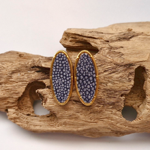 Stingray Leather Oval Gold Studs