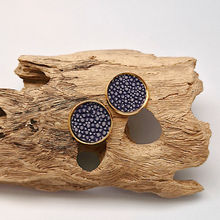 Stingray Leather Round Gold Studs