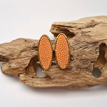 Stingray Leather Oval Gold Studs