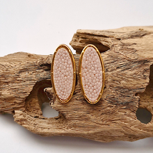 Stingray Leather Oval Gold Studs
