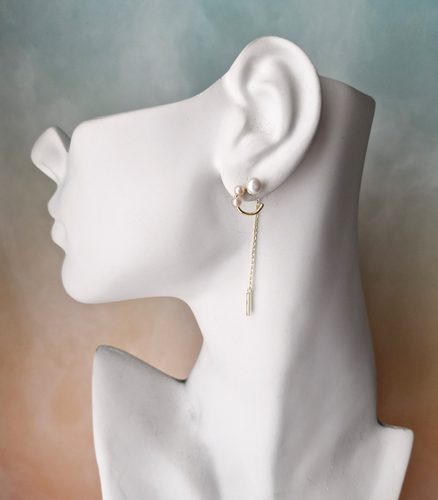 Pearl Twist and Chain Drop Earrings