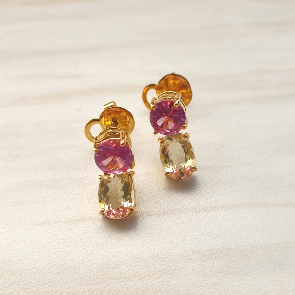 Pink Topaz with Lemon Quartz Separates Earrings