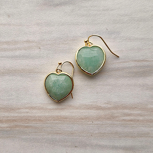 Amazonite Heart Rim Set Dangles