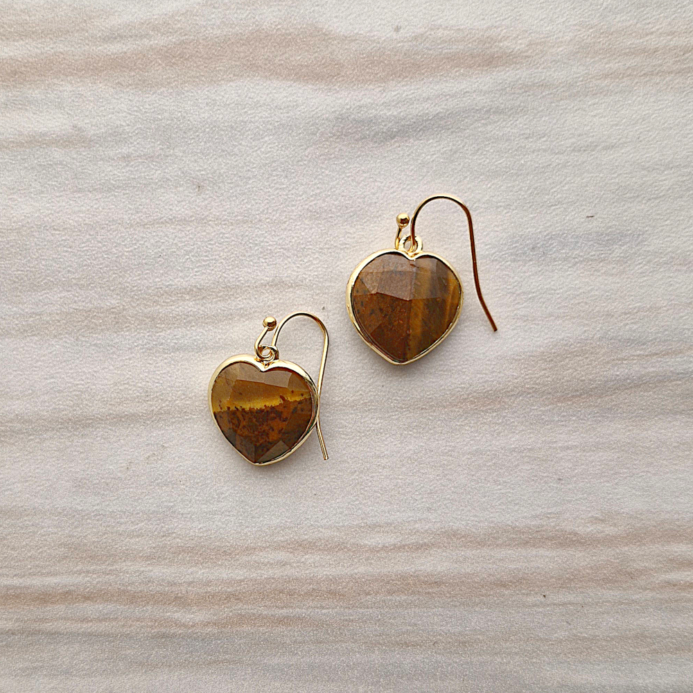 Tiger's Eye Heart Rim Set Dangles
