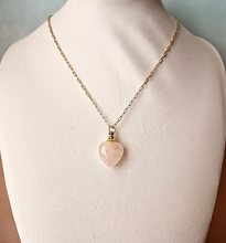 Gemstone Heart Essential Oil Bottle Pendant Gold