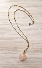 Gemstone Heart Essential Oil Bottle Pendant Gold