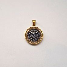 Stingray Leather Round Jeweled Gold Pendant Necklace