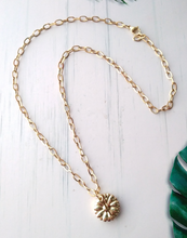 Hidden Message Sunflower Locket Paperclip Necklace
