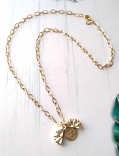 Hidden Message Sunflower Locket Paperclip Necklace
