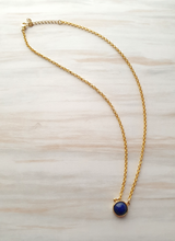 Round Bezel Single Gem Drop Pendant Necklace