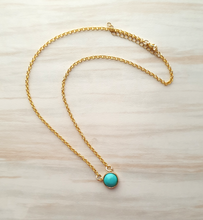 Round Bezel Single Gem Drop Pendant Necklace