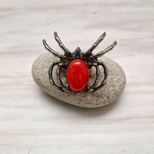 Steel Spider Gemstone Brooch Pin