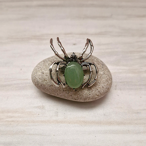 Steel Spider Gemstone Brooch Pin