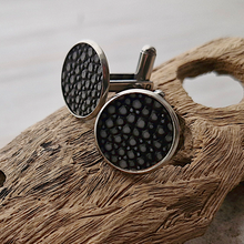 Round Stingray Leather Cufflinks