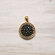 Stingray Leather Round Jeweled Gold Pendant Necklace