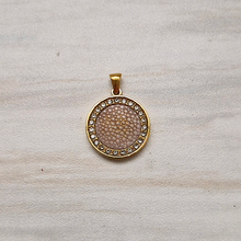 Stingray Leather Round Jeweled Gold Pendant Necklace