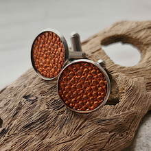 Round Stingray Leather Cufflinks