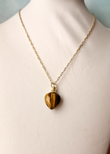 Gemstone Heart Essential Oil Bottle Pendant Gold