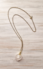 Gemstone Heart Essential Oil Bottle Pendant Gold