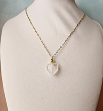 Gemstone Heart Essential Oil Bottle Pendant Gold