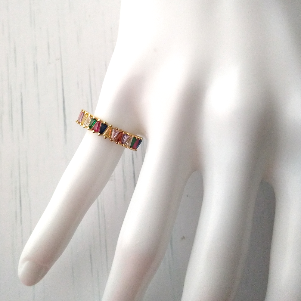 Rainbow Half Eternity Ring