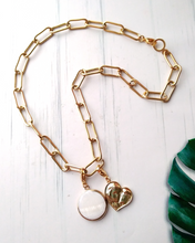 Mother and Child with Gems Paperclip Necklace