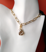 Mother and Child with Gems Paperclip Necklace