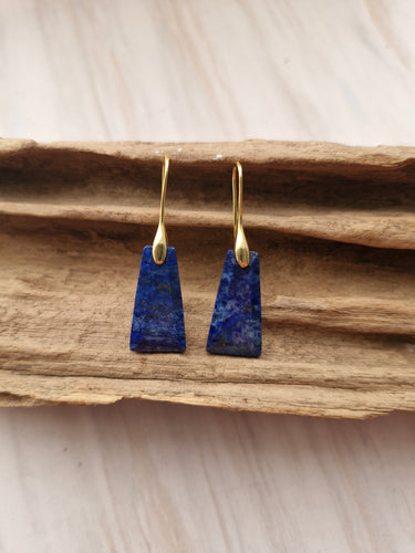 Lapis Lazuli Tapered Baguette Single Hook Drop Earrings