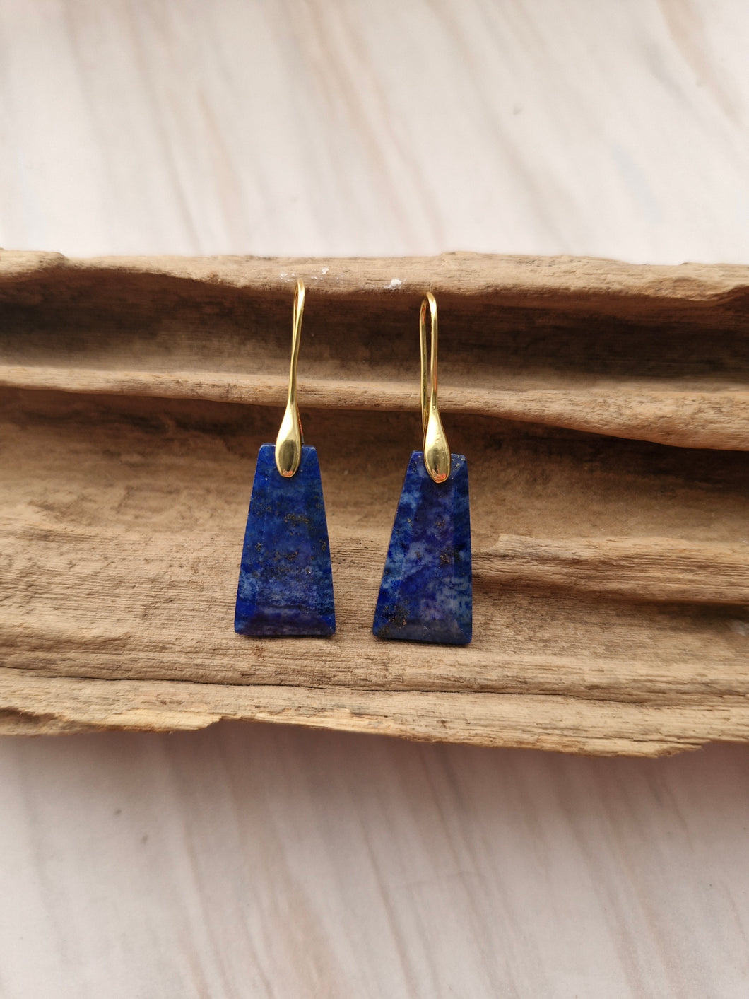 Lapis Lazuli Tapered Baguette Single Hook Drop Earrings