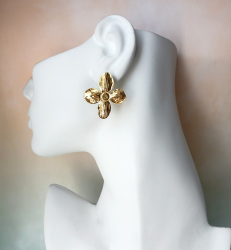 4 Petal Flower Stud Earrings