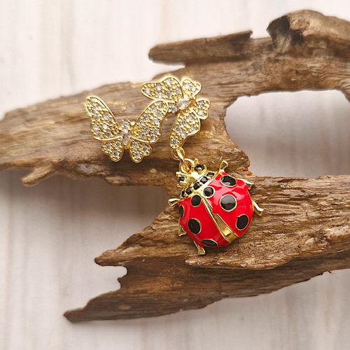 Butterfly and Ladybug Brooch Pin