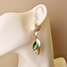 Green Leaves Lever back Earrings