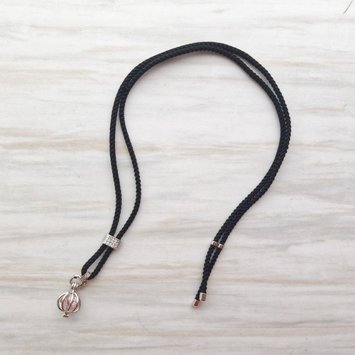 Kammi Silver Bar Braided Cloth Cord Slider Necklace