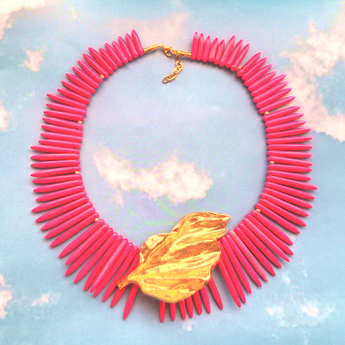 Quill Leaf Collar Necklace – Pink Magnasite & Gold | As Seen at Miss Universe Philippines