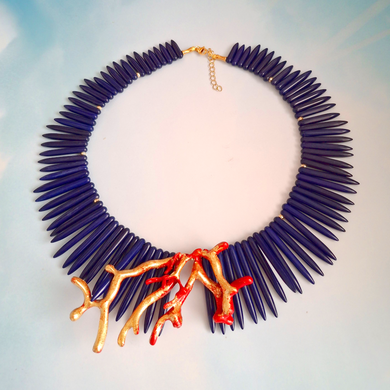 Quill Collar 2 Necklace – Blue Magnasite & Gilded Coral | As Seen at Miss Universe Philippines